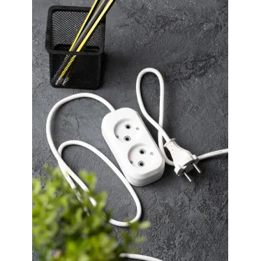 Удлинитель 'Эксперт' 2 гнезда 2 метра 10А/2.2кВт без заземления ПВС 2х0.75 PROxima