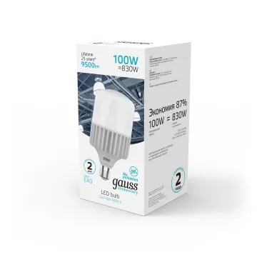 Лампа светодиодная промышленная Elementary T160 100W 9500lm 4000K E40 LED 1/8 | 63420 | Gauss