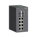 Промышленный управляемый коммутатор, с поддержкой PoE, 4х100Base-X, 1000Base-X, 10/100/1000Base-T(X) SFP слота, 8х10/100/1000Base-T(X) RJ45 PoE портов, 48В DC (18-57В DC), с резервированием