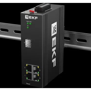 Коммутатор промышленный управляемый уровня L2 ML2-1GX/SFP-4GTP, 1 порт 1000Base-X SFP, 4 порта 10/100/1000Base-T(X) RJ45 c PoE, монтаж на динрейку TSX EKF