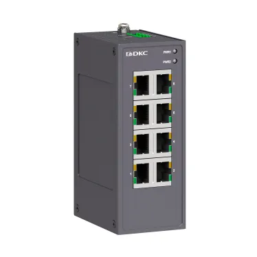 Промышленный неуправляемый коммутатор, 8х10/100Base-T(X) портов RJ45, 12-48В DC/18-30В AC, с резервированием