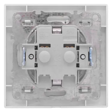 Розетка Минск 1-местная СП с заземлением и крышкой 16А белая защитные шторки