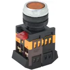 Кнопка желтая ABLFS-22 1з+1р плоская с подсветкой неон 240В