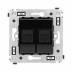 Avanti Компьютерная розетка RJ-45 без шторки в стену, кат.6 двойная Черный квадрат
