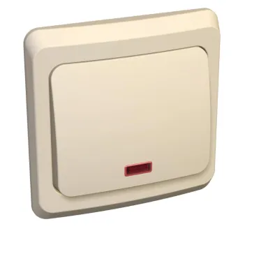 ЭТЮД Переключатель одноклавишный скрытый с индикацией бежевый