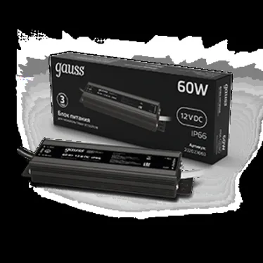 Блок питания для светодиодной ленты 60 Вт AC 100-264В Uвых 12В IP67 180х72х45мм Black Gauss