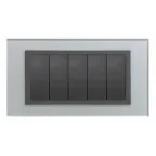 Рамка с суппортом на 8 узких модулей, S82C, серебро - алюминий (стекло)