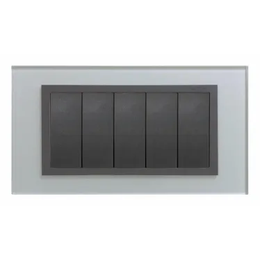 Рамка с суппортом на 8 узких модулей, S82C, серебро - алюминий (стекло)