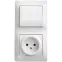 Блок: розетка + выключатель одноклавишный белый