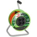 Удлинитель силовой на пластиковой катушке без заземления 4 розетки 50м ПВС 2х1,5мм2 RP-4-2x1.5-50m