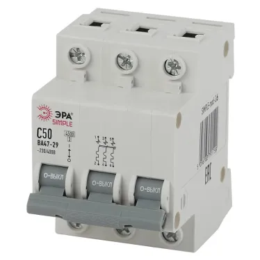 Автоматический выключатель 3P 50А (C) 4,5кА ВА 47-29 (4/60/1200) SIMPLE-mod-26