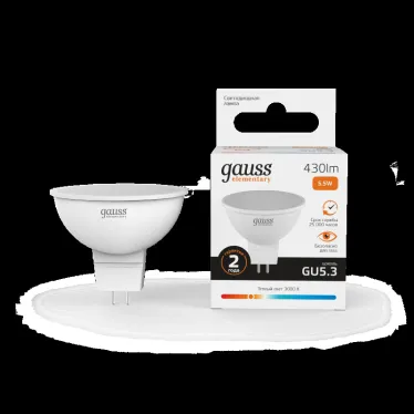 Лампа светодиодная LED 5.5 Вт 430 лм 3000К софит MR16 теплый GU5.3 AC 220В Elementary Gauss