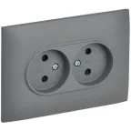 SKANDY Розетка 2-местная без заземления с защитными шторками 10А в сборе SK-R09Gr серый IEK