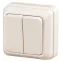 Выключатель Intro Quadro 2-104-02 двухклавишный 10А-250В, IP20, ОУ, слоновая кость