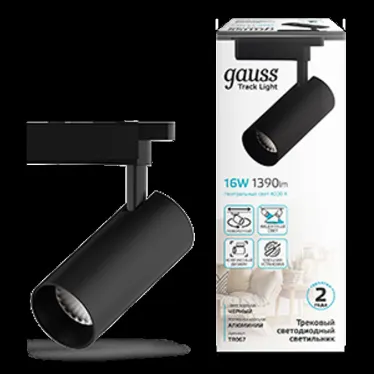 Светильник светодиодный трековый на шинопровод ДПО 16 Вт 1390 лм 4000К AC 220В Черный IP20 D85х210мм однофазный угол 24 грд Track Gauss