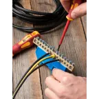 Шина нулевая 8х12мм 125А 14 отверстий изолятор на DIN-рейку латунь PROxima