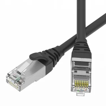 Патч-корд экранированный SLIM CAT6 S/FTP 4х2, 28 AWG, LSZH, чёрный, 0,3м