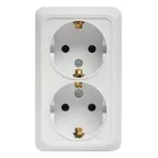 Рим Розетка двойная 16А с заземлением белая