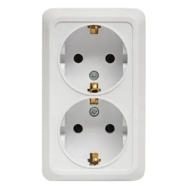 Рим Розетка двойная 16А с заземлением белая