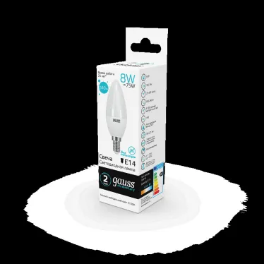 Лампа светодиодная LED 8 Вт 540 лм 4100К свеча нейтральный E14 AC 220В Elementary Gauss