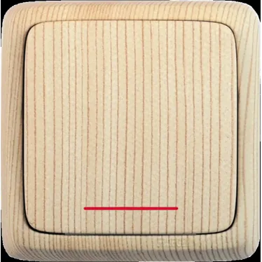 Выключатель одноклавишный наружный с изоляционной пластиной с индикацией сосна 10А