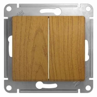 GLOSSA Выключатель двухклавишный в рамку дуб схема 5