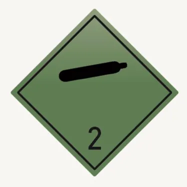 Знак для маркировки опасных грузов 2.1 ''Невоспламеняющиеся, нетоксичные газы'' 250х250 мм, пленка самоклеящаяся ГОСТ 19433-88