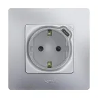 Розетка с заземлением с USB тип C - Etika - со шторками 16А 250В 1500мА 7,5Вт безвинтовые зажимы - алюминий