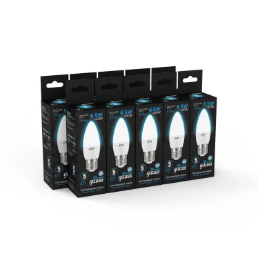 Лампа светодиодная Свеча 6.5W 550lm 6500К E27 LED 1/10/100 | 103102307 | Gauss