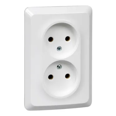ЭТЮД Розетка двойная скрытой установки без заземления без шторок 16А 250B, белый