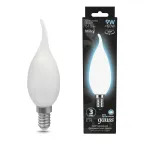 Лампа светодиодная Filament Свеча на ветру 9W 610lm 4100К Е14 milky LED 1/10/50 | 104201209 | Gauss