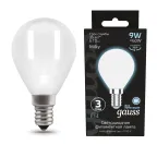 Лампа светодиодная Filament Шар 9W 610lm 4100К Е14 milky LED 1/10/50 | 105201209 | Gauss