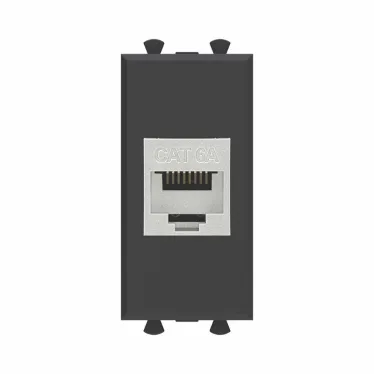 Avanti Компьютерная розетка RJ-45 без шторки модульная кат.6А экранированная Черный матовый 1 модуль