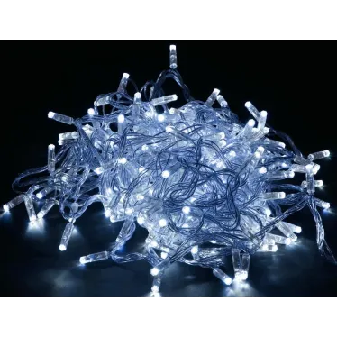 LIGHTING Гирлянда нить 10м 100 светодиодов белый свет IP44 прозрачный шнур 3м 230В контроллер 8 сцен IEK