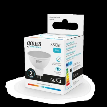 Лампа светодиодная LED 11 Вт 850 лм 4100К софит MR16 нейтральный GU5.3 AC 220В Elementary Gauss