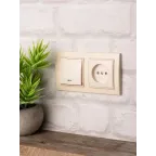 Рамка двухместная горизонтальная бежевый Минск