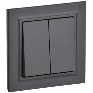 BRITE Выключатель двухклавишный 10А в сборе ВСР10-2-0-БрГ графит IEK