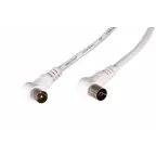 Шнур ТВ гнездо - ТВ штекер, угловой, длина 3 метра, белый,