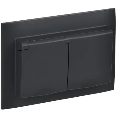 SKANDY Розетка 2-местная и крышкой 16А в сборе IP44 SK-R12G графит IEK