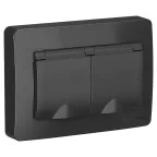 BLANCA скрытой установки IP 44 розетка двойная с заземлением со шторками, 16А, 250В, антрацит