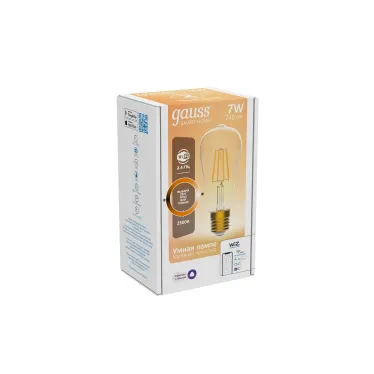 Лампа светодиодная филаментная Smart Home DIM E27 ST64 Golden 7 Вт 1/10/40 | 1290112 | Gauss