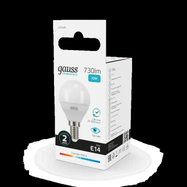 Лампа светодиодная LED 10 Вт 730 лм 4100К шар P45 нейтральный E14 AC 220В Elementary Gauss