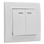 Выключатель Минск двухклавишный СП с индикатором 10А белый