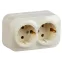GLORY Розетка двухместная наружная с заземлением кремовая