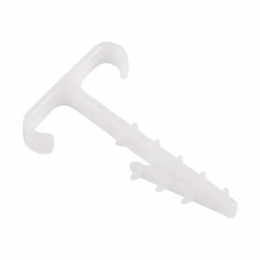 Дюбель-хомут нейлоновый Т-образный для двух кабелей 2х12 мм, белый (100 шт/уп)
