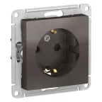 Розетка ATLASDESIGN с заземлением со шторками 16А механизм мокко