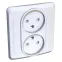 ЭТЮД Розетка двойная скрытая без заземления со шторками белая