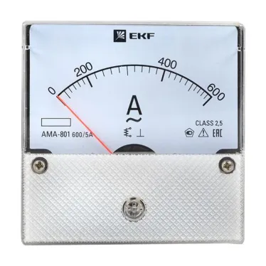 Амперметр AM-A801 аналоговый на панель 80х80 (круглый вырез) 600А трансформаторное подключение