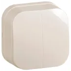 GLORY Выключатель двухклавишный наружный кремовый 10А ВС20-2-0-ХК
