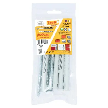 Дюбель фасадн. c шурупом потайн. гол с шлицем TORX 10x100 (4 шт) - пакет Tecfi